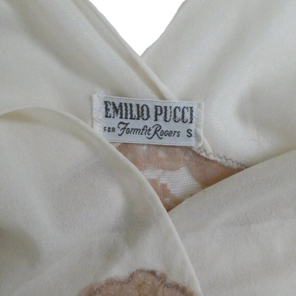 vtg 70s EMILIO PUCCI for FORMFIT ROGERS nylon tricot slip w lace trim S - Picture 7 of 7